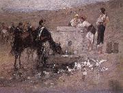 Nicolae Grigorescu Girls and Young Men by the Well oil painting on canvas